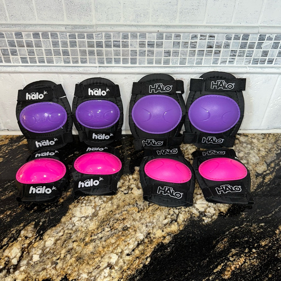 Kids Halo Jr. Protective Gear Set S/M Black Pink/Purple 4 total sets Lot Bundle - Picture 1 of 14